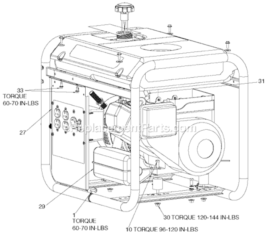 Page B Diagram and Parts List for BSI550-W Type 1 Porter Cable Generator